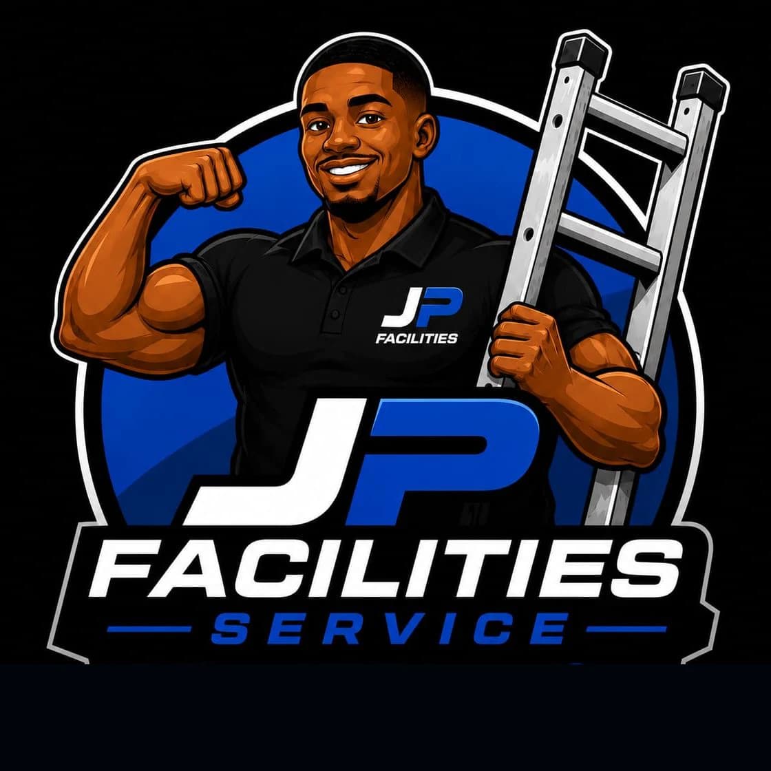 JP Facilities Service-logo met medewerker en ladder